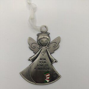 GANZ 3.5" Christmas Metal Angel Ornament "Mom, your love is a blessing"